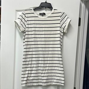 Lulu's Cream and Black Striped Mini Dress